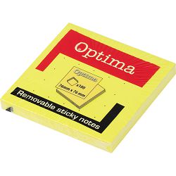 Blok samoljepivi 76x76 neon žuti OPTIMA 100L P12/216