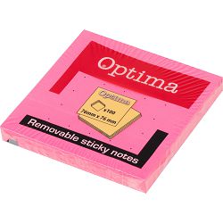 Blok samoljepivi 76x76 neon rozi OPTIMA 100L P12/216