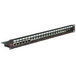 Roline 24-portni Patch Panel (prazni) 19" Keystone STP Cat.5/6/6a/Class E, crni