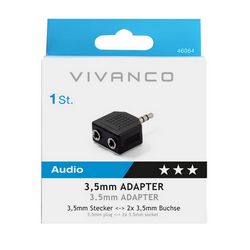 Adapter VIVANCO 46064, 3.5mm jack M na 2x 3.5mm jack Ž