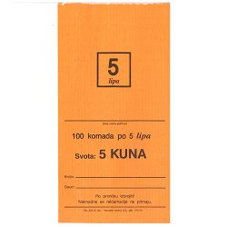 332-13 VREĆICE ZA KOVANI NOVAC (5 LIPA - LP); Vrećica, 11,5 x 19,5 x 1,5 cm