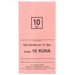 332-14 VREĆICE ZA KOVANI NOVAC (10 LIPA - LP); Vrećica, 11,5 x 19,5 x 1,5cm