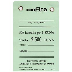 333-3 PRIVJESNI KARTON (5 KUNA); Komad, 6,5 x 10 cm