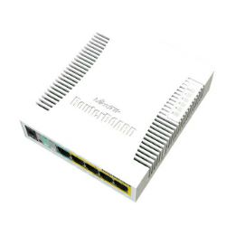 Mikrotik Cloud Smart Switch CSS106-1G-4P-1S (RB260GSP) 5-port Gigabit PoE-out smart preklopnik sa SFP cage, SwOS, plastično kućište, PSU, 53W