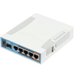 Mikrotik RB962UiGS-5HacT2HnT, hAP ac 720MHz CPU, 128MB RAM, 5×G-LAN, (2.4Ghz/5Ghz) 802.11b/g/n/ac, 3 chain, integrire antene, SFP, USB, plastično kućište, PSU, RouterOS L4