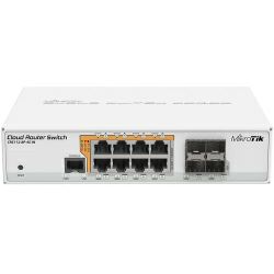 Mikrotik Cloud Router Switch CRS112-8P-4S-IN, QCA8511 400Mhz CPU, 128MB RAM, 8×G-LAN PoE-out, 4×SFP, RouterOS L5, desktop kućište, PSU