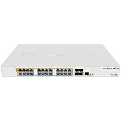 Mikrotik Cloud Router Switch CRS328-24P-4S+RM, 800 MHz CPU, 512MB RAM, 24×G-LAN (all PoE-out), 4xSFP+, RouterOS L5/SwitchOS (dual boot), 1U rackmount kučište, 500W PSU 