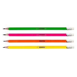 Grafitna olovka Kores Grafitos Neon HB s gumicom; sortirano
