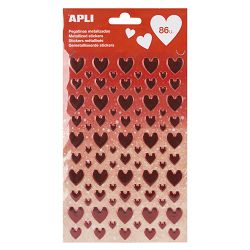 Naljepnice Apli stikers crvena metalna srca 1L 17187
