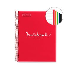 Kolegij blok Miquelrius A4 90g 120L spiralni crte Polypropylene emotions red MR48569