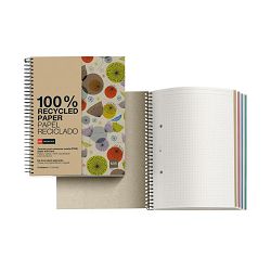 Kolegij blok Miquelrius A4 80g 120L spiralni crte Recycled cardboard ecobirds MR2959