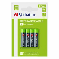 Baterije Verbatim #49514 AAA punjive, 1.2V, 950mAh, HR03, 4/1
