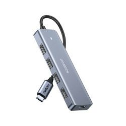 UGREEN 4-portni USB-C HUB 4xUSB-A 3.0 + USB-C power port, sivi