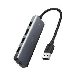 UGREEN 4-portni USB-A HUB 4xUSB-A 3.0 + micro USB power port, sivi
