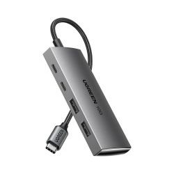 UGREEN 4-portni USB-C HUB 2xUSB-A, 2xUSB-C, 10Gbps, sivi