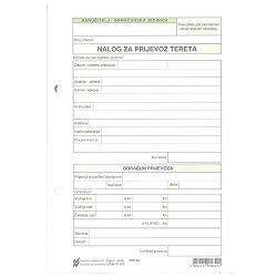 IV-T-113 NCR NALOG ZA PRIJEVOZ TERETA; Blok 3 x 25 listova, 14,8 x 21 cm