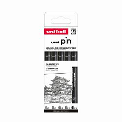 Marker Uni pin set Classic 0,1/0,3/0,5/0,7/0,9 mm crni 5/1