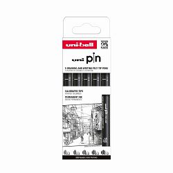 Marker Uni pin set Classic 0,2/0,4/0,6/0,8/1,0 mm crni 5/1