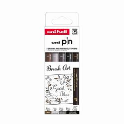 Marker Uni pin set Brush art crni EFB/BR, svijetlo sivi BR, tamno sivi BR, sepia BR 5/1