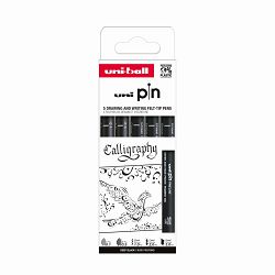 Marker Uni pin set Calligraphy 0,1mm/0,5mm/CS1/CS2/CS3 crni 5/1