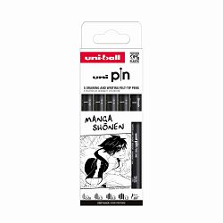 Marker Uni pin set Manga Shonen 0,05/0,3/0,8/1,2/BR mm crni 5/1