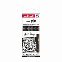 Marker Uni pin set Sketching 0,4/0,9/1,2/BR/EFB mm crni 5/1