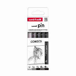Marker Uni pin set Comics 0,7/1,0/BR, svijetlo sivi BR, tamno sivi BR mm crni 5/1