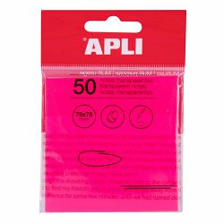 Blok Apli samoljepljivi 75x75mm rozi transparent 50L 19570