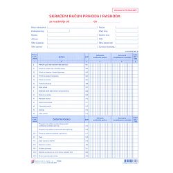 S-PR-RAS-NPF SKRAĆENI RAČUN PRIHODA I RASHODA ZA NEPROFITNE ORGANIZACIJE; List, 21 x 29,7 cm