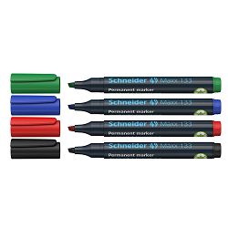 Flomaster Schneider, permanent marker, Maxx 133, 1-4 mm, set od 4 boje, PVC etui