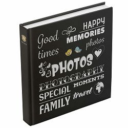 Album za slike Henzo Riječi crni, 300 x 300 mm, 100 bijelih stranica, za 400 slika dimenzija 100 x 150 mm