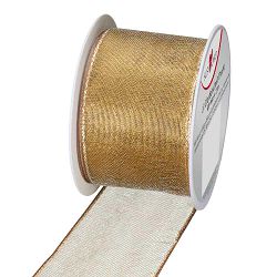 Vrpca kolut 2 m x 40 mm, tekstil, sa žicom, zlatna, Herlitz