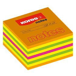 Blok kocka samoljepljiva 75 x 75 mm, 450 listića u 4 neonske boje, Kores