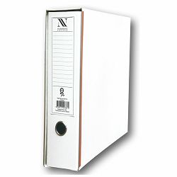 Registrator s kutijom, A4, 8 cm, plastificirani, s metalnim letvicama, Nano, bijeli