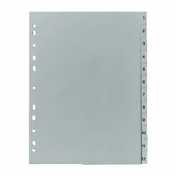 Pregrada plastična A4, 1-12, Herlitz, siva