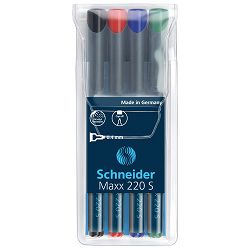 Flomaster Schneider, permanent marker, OHP Maxx 220 S, 0,4 mm, set od 4 boje, PVC etui