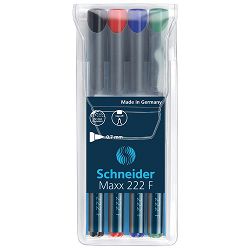 Flomaster Schneider, permanent marker, OHP Maxx 222 F, 0,7 mm, set od 4 boje, PVC etui
