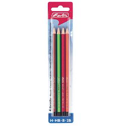 Olovka grafitna 4/1, H/HB/B/2B, boja sortirano, Herlitz