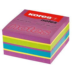 Blok kocka samoljepljiva 75 x 75 mm, 450 listića u 4 neon boje, Kores