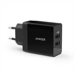 Anker 24W 2-port USB zidni punjač; crni