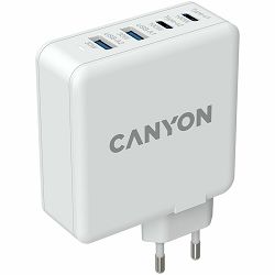 CANYON H-100, GAN 100W charger  Input:  100V-240V Output: USB-C1/C2: 5V 3A , 9V 3A , 12V 3A , 15V 3A , 20V 5A  USB-A 1/A2: 4.5V/5A, 5V/4.5A, 9V/3A, 12V/2.5A,  20V/1.5A  C1+C2 : 65W + 30W； C1+A1 : 65W 