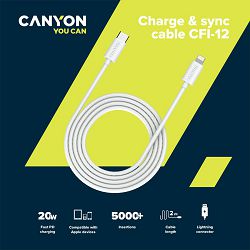 Type C to lightning ,5V3A, 9V2.22A ,PD20W, power cord:18AWG*4C, Signal cord:28AWG*4C, data transfer speed:8M/s, OD4.5MM,2M, PVC, white, Rohs