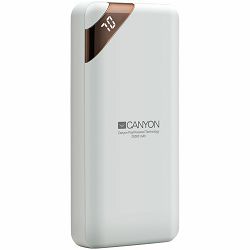 CANYON Power bank 20000mAh  Li-poly battery, Input 5V/2A, Output 5V/2.1A(Max), with Smart IC and power display, White, USB cable length 0.25m, 137*67*25mm, 0.360Kg