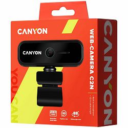 CANYON C2N 1080P full HD 2.0Mega fixed focus webcam with USB2.0 connector, 360 degree rotary view scope, built in MIC, Resolution 1920*1080, viewing angle 88°, cable length 1.5m, 90*60*55mm, 0.095kg, 