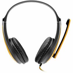 CANYON entry price PC headset, combined 3,5 plug, leather pads, Black-yellow