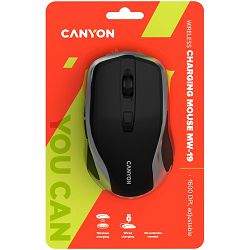 CANYON MW-19, 2.4GHz Wireless Rechargeable Mouse with Pixart sensor, 6keys, Silent switch for right/left keys,Add NTCDPI: 800/1200/1600, Max. usage 50 hours for one time full charged, 300mAh Li-poly b