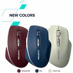 CANYON MW-21, 2.4 GHz Wireless mouse ,with 7 buttons, DPI 800/1200/1600, Battery: AAA*2pcs,Burgundy Red,72*117*41mm, 0.075kg