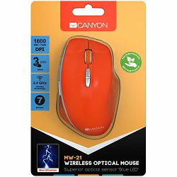 Canyon  2.4 GHz  Wireless mouse ,with 7 buttons, DPI 800/1200/1600, Battery:AAA*2pcs  ,Red 72*117*41mm 0.075kg