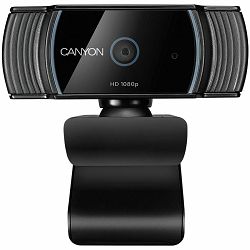 CANYON 1080P full HD 2.0Mega auto focus webcam with USB2.0 connector, 360 degree rotary view scope, built in MIC, IC Sunplus2281, Sensor OV2735, viewing angle 65°, cable length 2.0m, Black, 76.3x49.8x