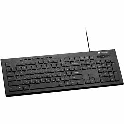 CANYON Multimedia wired keyboard, 104 keys, slim and brushed finish design, white backlight, chocolate key caps, AD layout (black), cable length 1.5m, 450*154*22.3mm, 0.53kg